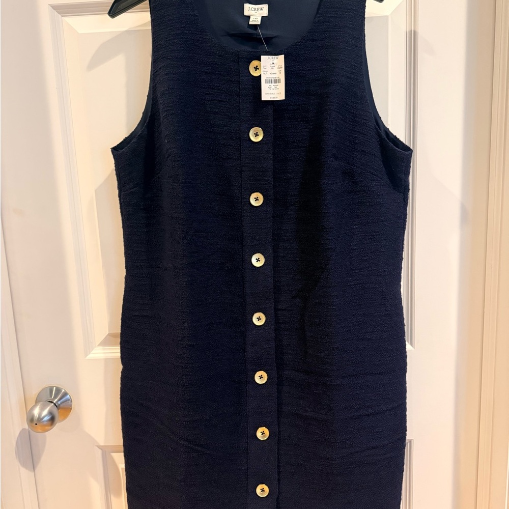 J. Crew Dark Blue Button-Front Mini Dress